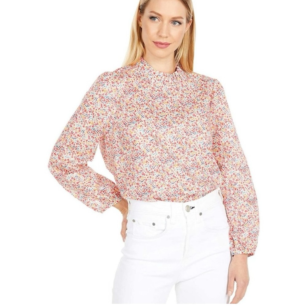 JCrew Tiny Floral Long Sleeve Blouse.